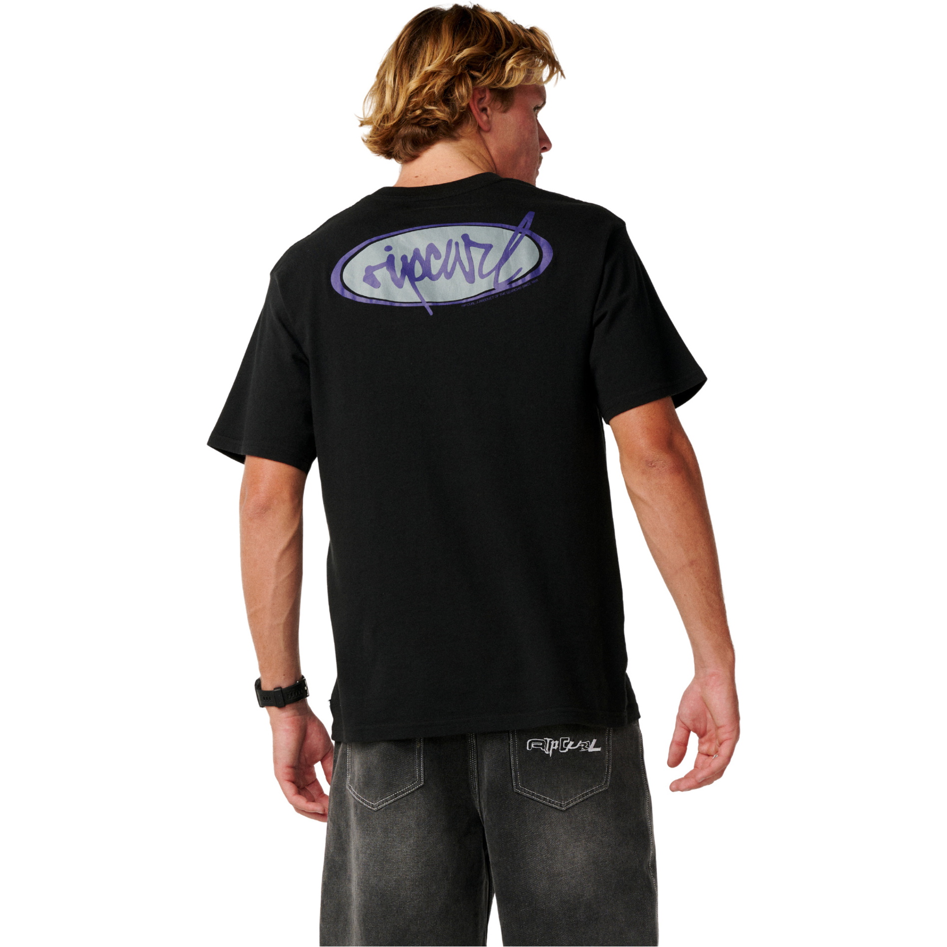 2026 Rip Curl Hommes Script De Déchirure Tee 14HMTE - Black